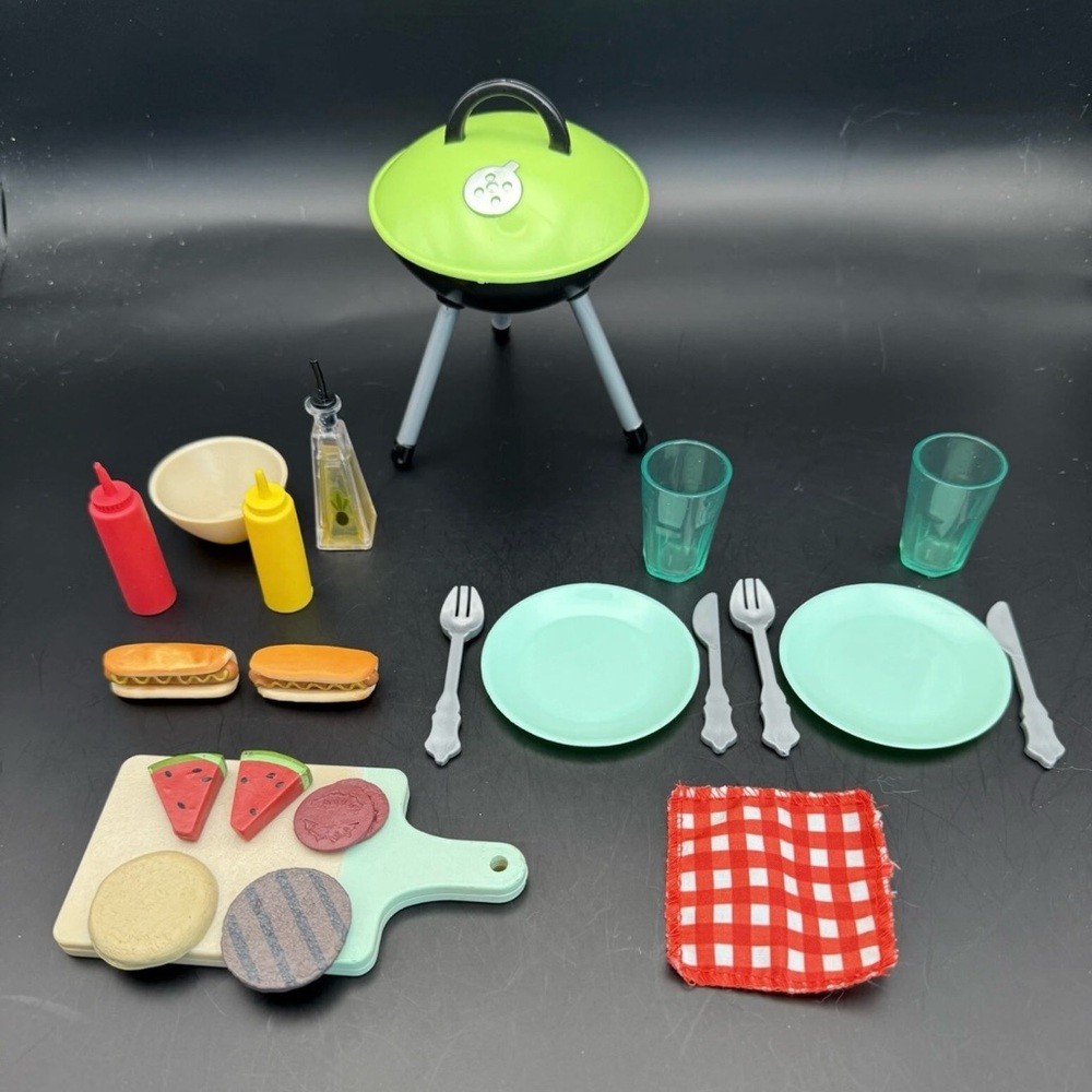 Our Generation Doll Barbeque Grill Picnic Food Hamburger, Hot Dog - 18” Dolls